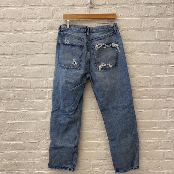 AGOLDE || 90's Mid Rise Loose in Isolate Distressed Straight Leg Jeans 29 - Picture 4 of 9